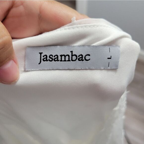 JASAMBAC Women's Swiss Dot long sleeve maternity Dress - Picture 7 of 14